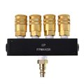 Interstate Pneumatics Alum Rectangular Manifold w/Four 1/4" Brass Industrial Couplers & One 1/4" Steel Industrial Plug Kit FPM44SR-KH4B